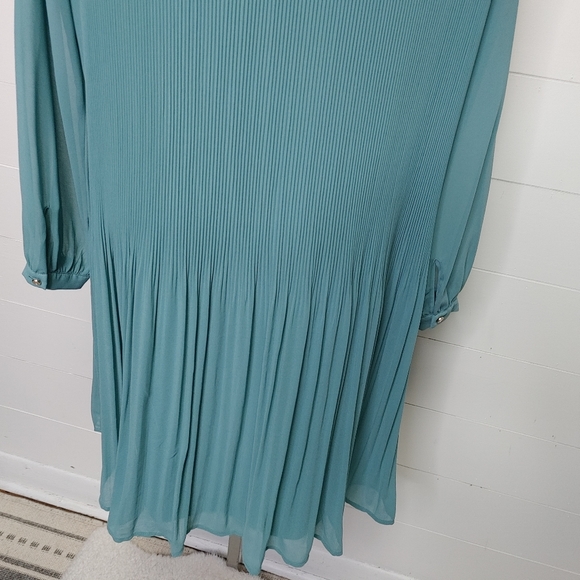 Esprit accordion pleated teal chiffon dress size 14 - Picture 8 of 15